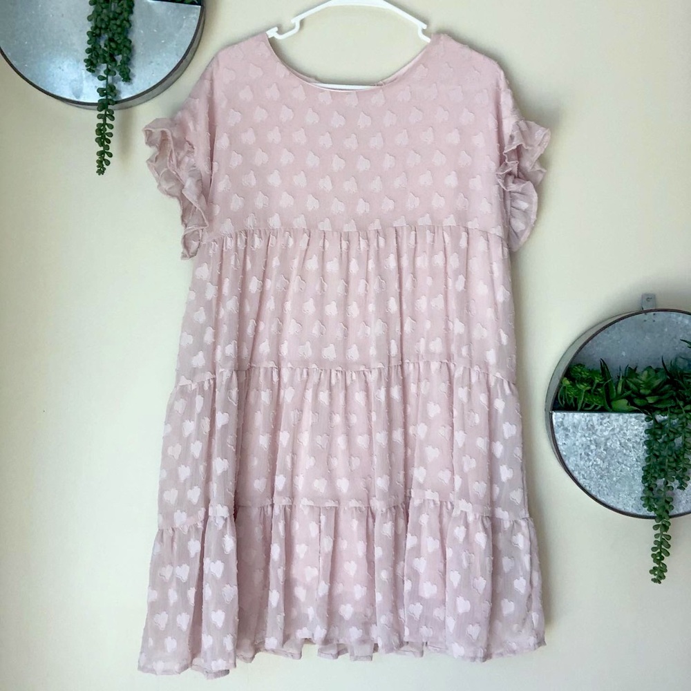 Amber and Aaron Light Pink Tiered Babydoll Dress